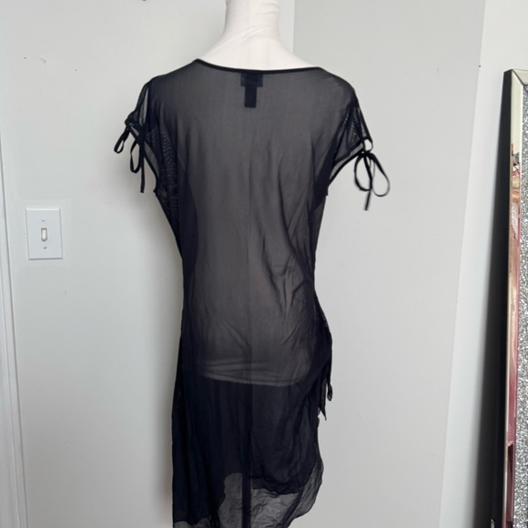 Vintage black Sheer Swim Cover-Up/lingerie slip L whimsigoth grunge goth - Picture 6 of 7